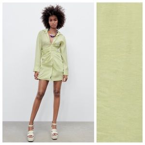 Zara Green Bodycon Mini Dress with Plunge Neckline